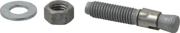 Made in USA - 1/2" Diam, 1/2" Drill, 2-3/4" OAL, 3-3/8" Min Embedment Wedge Expansion Concrete Anchor - Grade 5 Steel, Galvanized Finish, Hex Nut Head, Hex Drive, 1-1/2" Thread Length - All Tool & Supply