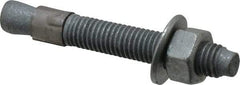 Made in USA - 1/2" Diam, 1/2" Drill, 3-3/4" OAL, 4-5/8" Min Embedment Wedge Expansion Concrete Anchor - Grade 5 Steel, Galvanized Finish, Hex Nut Head, Hex Drive, 2-1/2" Thread Length - All Tool & Supply