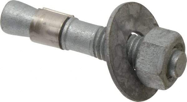 Made in USA - 5/8" Diam, 5/8" Drill, 3-1/2" OAL, Wedge Expansion Concrete Anchor - Grade 5 Steel, Galvanized Finish, Hex Nut Head, Hex Drive, 1-5/8" Thread Length - All Tool & Supply