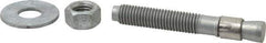 Made in USA - 5/8" Diam, 5/8" Drill, 4-1/2" OAL, Wedge Expansion Concrete Anchor - Grade 5 Steel, Galvanized Finish, Hex Nut Head, Hex Drive, 2-5/8" Thread Length - All Tool & Supply