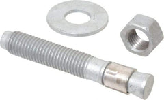 Made in USA - 3/4" Diam, 3/4" Drill, 4-3/4" OAL, 1-5/8" Min Embedment Wedge Expansion Concrete Anchor - Grade 5 Steel, Galvanized Finish, Hex Nut Head, Hex Drive, 2-7/8" Thread Length - All Tool & Supply