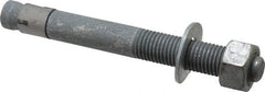 Made in USA - 1" Diam, 1" Drill, 9" OAL, 1-1/8" Min Embedment Wedge Expansion Concrete Anchor - Grade 5 Steel, Galvanized Finish, Hex Nut Head, Hex Drive, 4" Thread Length - All Tool & Supply