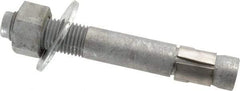 Made in USA - 1-1/4" Diam, 1-1/4" Drill, 9" OAL, Wedge Expansion Concrete Anchor - Grade 5 Steel, Galvanized Finish, Hex Nut Head, Hex Drive, 3-1/4" Thread Length - All Tool & Supply