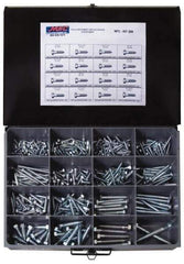 Value Collection - 375 Piece, 1/4x1 to 1/2 x 4-1/2, Steel Lag Screw Assortment - Hex Head, Hex Drive, 1 to 4-1/2" Long, Hot Dipped Galvanized Finish - All Tool & Supply