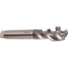 Emuge - 1-11" BSPP, 5 Flutes, Modified Bottoming Chamfer, Bright Finish, Cobalt British Standard Pipe Tap - 0.9843" Shank Diam, 0.7874" Square Size, Series Enorm - Exact Industrial Supply