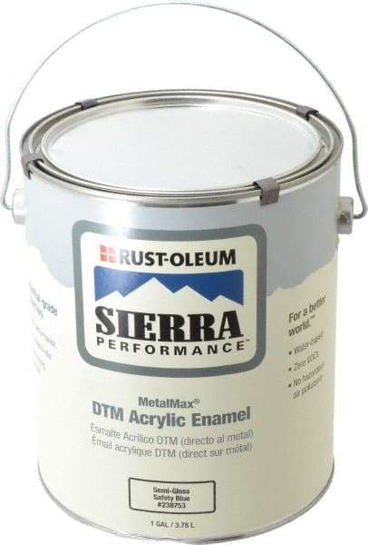 Rust-Oleum - 1 Gal Safety Blue Semi Gloss Finish Acrylic Enamel Paint - Interior/Exterior, Direct to Metal, <0 gL VOC Compliance - All Tool & Supply