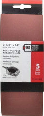 Porter-Cable - 2-1/2" Wide x 14" OAL, 180 Grit, Aluminum Oxide Abrasive Belt - Aluminum Oxide, Fine, Coated, X Weighted Cloth Backing - All Tool & Supply