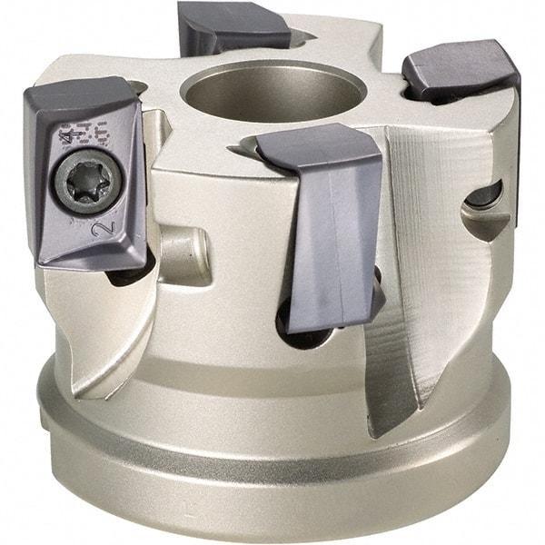 Iscar - 6 Inserts, 2-1/2" Cut Diam, 1" Arbor Diam, 0.642" Max Depth of Cut, Indexable Square-Shoulder Face Mill - 0/90° Lead Angle, 1-3/4" High, H490 AN.X 17 Insert Compatibility, Through Coolant, Series Helido - All Tool & Supply