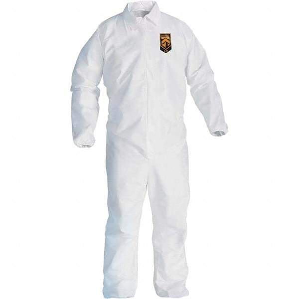 KleenGuard - Size M Film Laminate General Purpose Coveralls - White, Zipper Closure, Elastic Cuffs, Elastic Ankles, Serged Seams - All Tool & Supply