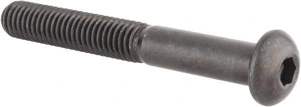 Made in USA - 3/8-16 UNC Hex Socket Drive, Button Screw - Alloy Steel, Black Oxide Finish, Fully Threaded, 3" Length Under Head - All Tool & Supply