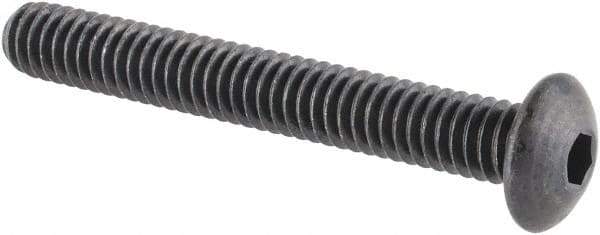 Made in USA - #8-32 UNC Hex Socket Drive, Button Screw - Alloy Steel, Black Oxide Finish, Fully Threaded, 1-1/4" Length Under Head - All Tool & Supply