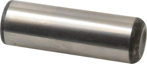 Made in USA - 1" Diam x 3" Pin Length Grade 8 Alloy Steel Standard Dowel Pin - Bright Finish, C 47-58 & C 60 (Surface) Hardness, 117,800 Lb (Single Shear), 235,600 Lb (Double Shear) Breaking Strength, 1 Beveled & 1 Rounded End - All Tool & Supply