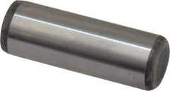 Made in USA - 7/16" Diam x 1-1/4" Pin Length Grade 8 Alloy Steel Standard Dowel Pin - Bright Finish, C 47-58 & C 60 (Surface) Hardness, 22,550 Lb (Single Shear), 45,100 Lb (Double Shear) Breaking Strength, 1 Beveled & 1 Rounded End - All Tool & Supply