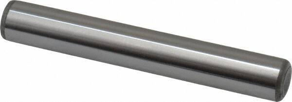 Made in USA - 7/16" Diam x 3" Pin Length Grade 8 Alloy Steel Standard Dowel Pin - Bright Finish, C 47-58 & C 60 (Surface) Hardness, 22,550 Lb (Single Shear), 45,100 Lb (Double Shear) Breaking Strength, 1 Beveled & 1 Rounded End - All Tool & Supply