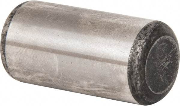 Made in USA - 1/2" Diam x 1" Pin Length Grade 8 Alloy Steel Standard Dowel Pin - Bright Finish, C 47-58 & C 60 (Surface) Hardness, 29,450 Lb (Single Shear), 58,900 Lb (Double Shear) Breaking Strength, 1 Beveled & 1 Rounded End - All Tool & Supply