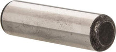 Made in USA - 1/2" Diam x 1-3/4" Pin Length Grade 8 Alloy Steel Standard Dowel Pin - Bright Finish, C 47-58 & C 60 (Surface) Hardness, 29,450 Lb (Single Shear), 58,900 Lb (Double Shear) Breaking Strength, 1 Beveled & 1 Rounded End - All Tool & Supply