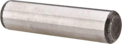 Made in USA - 5/8" Diam x 2-1/2" Pin Length Grade 8 Alloy Steel Standard Dowel Pin - Bright Finish, C 47-58 & C 60 (Surface) Hardness, 46,000 Lb (Single Shear), 92,000 Lb (Double Shear) Breaking Strength, 1 Beveled & 1 Rounded End - All Tool & Supply