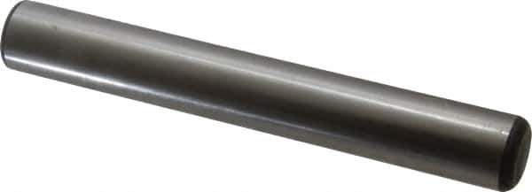 Made in USA - 5/8" Diam x 4-1/2" Pin Length Grade 8 Alloy Steel Standard Dowel Pin - Bright Finish, C 47-58 & C 60 (Surface) Hardness, 46,000 Lb (Single Shear), 92,000 Lb (Double Shear) Breaking Strength, 1 Beveled & 1 Rounded End - All Tool & Supply