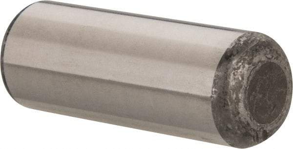 Made in USA - 3/4" Diam x 2" Pin Length Grade 8 Alloy Steel Standard Dowel Pin - Bright Finish, C 47-58 & C 60 (Surface) Hardness, 132,400 Lb (Double Shear), 66,200 Lb (Single Shear) Breaking Strength, 1 Beveled & 1 Rounded End - All Tool & Supply