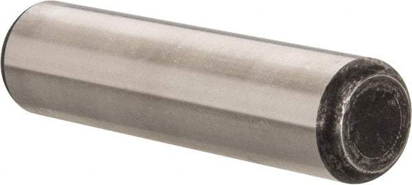 Made in USA - 3/4" Diam x 3" Pin Length Grade 8 Alloy Steel Standard Dowel Pin - Bright Finish, C 47-58 & C 60 (Surface) Hardness, 132,400 Lb (Double Shear), 66,200 Lb (Single Shear) Breaking Strength, 1 Beveled & 1 Rounded End - All Tool & Supply