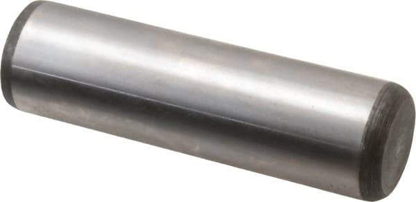 Made in USA - 7/8" Diam x 3" Pin Length Grade 8 Alloy Steel Standard Dowel Pin - Bright Finish, C 47-58 & C 60 (Surface) Hardness, 180,400 Lb (Double Shear), 90,200 Lb (Single Shear) Breaking Strength, 1 Beveled & 1 Rounded End - All Tool & Supply