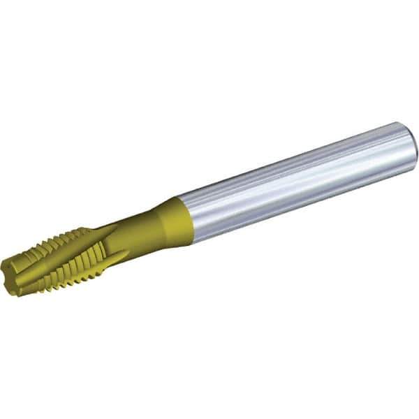 Kennametal - 3/8-16 UNC 4 Flute 3B Plug Spiral Flute Tap - Solid Carbide, TiAlN/TiN Finish, 3.54" OAL, Left Hand Flute, Right Hand Thread - All Tool & Supply