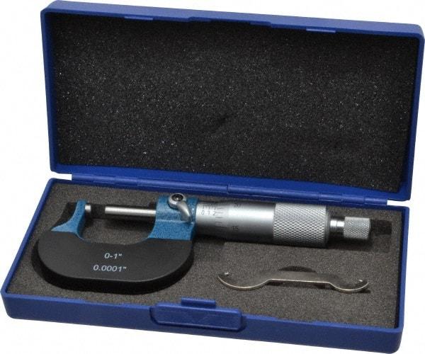 Value Collection - 1 Inch Measurement Range, 0.0001 Inch Graduation, Spherical Anvil, Ratchet Stop Thimble, Mechanical Anvil, Tube Micrometer - Accurate Up to 0.0001 Inch, Accurate Up to 0.0001 Inch, Enamel Finish, Carbide - All Tool & Supply