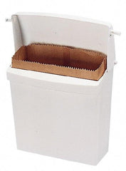 Rubbermaid - Plastic Feminine Hygiene Product Receptacle - 10-3/4" High x 12-1/2" Wide x 5-1/4" Deep, White - All Tool & Supply