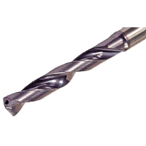 Iscar - 11/16" 140° Solid Carbide Jobber Drill - TiAlN Finish, Right Hand Cut, Spiral Flute, Straight Shank, 5.63" OAL - All Tool & Supply