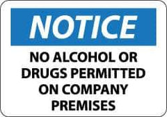 NMC - "Notice - No Alcohol or Drugs Permitted on Company Premises", 20" Long x 28" Wide, Aluminum Safety Sign - Rectangle, 0.04" Thick, Use for Security & Admittance - All Tool & Supply