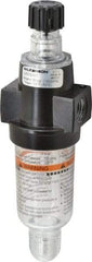 Wilkerson - 1/4 NPT Port, 150 Max psi, Miniature Lubricator - Polycarbonate Bowl, Zinc Body, 20 CFM, 125°F Max, 1.73" Wide x 5.8" High - All Tool & Supply