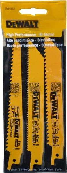 DeWALT - 3 Piece, Bi-Metal Reciprocating Saw Blade Set - Straight and Tapered Profile, 6 to 10 Teeth per Inch, Angled Tip - All Tool & Supply