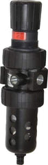 Parker - 3/8" NPT Port Intermediate 1 Piece Filter/Regulator FRL Unit - Polycarbonate Bowl, 55 SCFM, 150 Max psi, 10.38" High, Manual Drain - All Tool & Supply