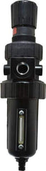 Parker - 1/2" NPT Port Standard 1 Piece Filter/Regulator FRL Unit - Metal Bowl, 90 SCFM, 250 Max psi, 11.76" High, Manual Drain - All Tool & Supply