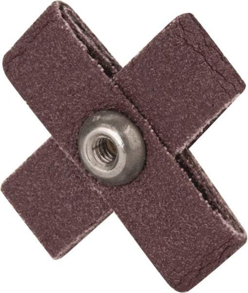 3M - 80 Grit, Medium Grade, Aluminum Oxide Cross Pad - 1-1/2" Long x 1-1/2" Wide x 1/2" Thick, Cloth Backed, X Backing Weight, 8 Ply, 24,000 Max RPM - All Tool & Supply