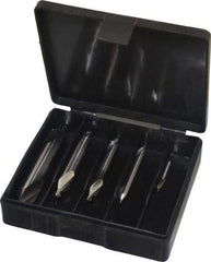 Interstate - 5 Piece, #1 to 5, Plain Edge, High Speed Steel Combo Drill & Countersink Set - 60° Incl Angle, Double End - All Tool & Supply