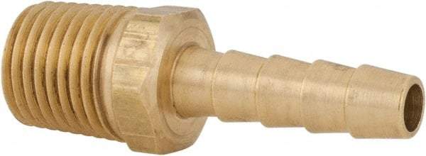 Parker - 1/4 NPT Thread Hose Barb x Male NPT Connector - 1/4" ID Hose x 0.29" OD Hose, Brass - All Tool & Supply