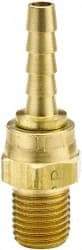 Parker - 1/4 NPT Thread Hose Barb x Male Swivel NPT Connector - 1/4" ID Hose x 0.29" OD Hose, Brass - All Tool & Supply