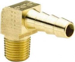 Parker - 1/8 NPTF Thread Hose Barb x Male NPT 90° Elbow - 3/8" ID Hose, Brass - All Tool & Supply