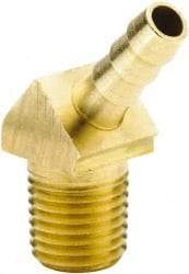 Parker - 1/4 NPTF Thread Hose Barb x Male NPT 45° Elbow - 1/4" ID Hose, Brass - All Tool & Supply