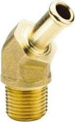 Parker - 3/8 NPT Thread Hose Barb x Male NPT 45° Elbow - 3/8" ID Hose x 0.45" OD Hose, Brass - All Tool & Supply