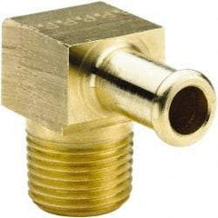 Parker - 3/8 NPT Thread Hose Barb x Male NPT 90° Elbow - 5/8" ID Hose, Brass - All Tool & Supply