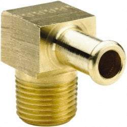 Parker - 1/2 NPT Thread Hose Barb x Male NPT 90° Elbow - 5/8" ID Hose, Brass - All Tool & Supply