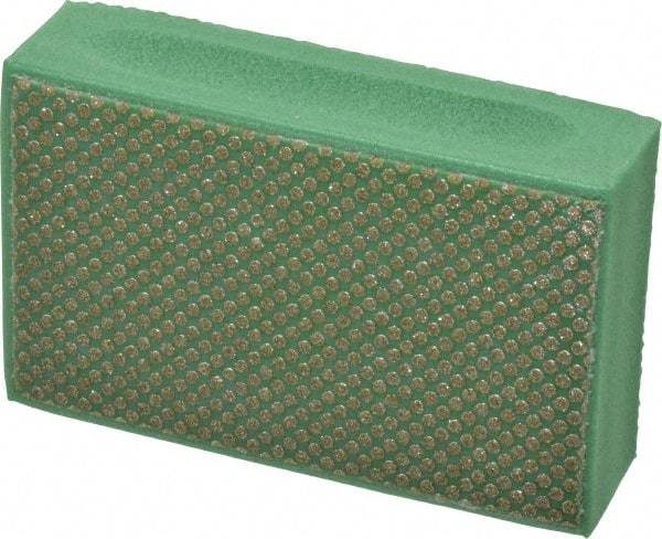 3M - Medium Grade, 250 Grit, Diamond Hand Pad - Green, 2-1/4" Wide x 3-3/4" Long, Coated - All Tool & Supply