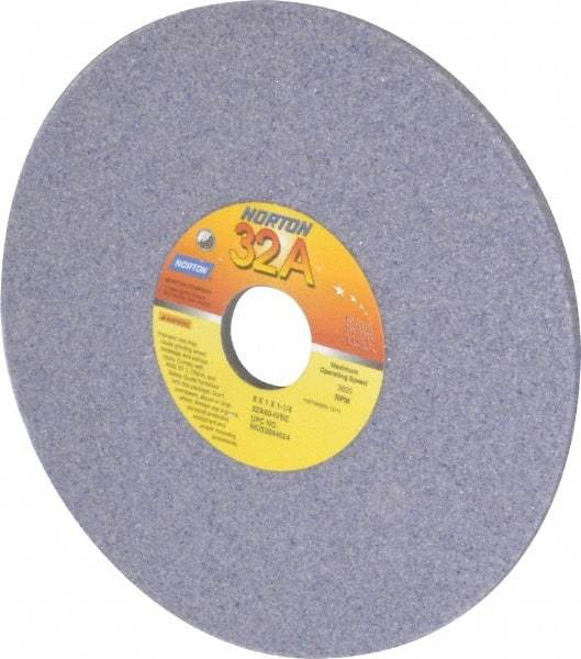 Norton - 8" Diam x 1-1/4" Hole x 1/4" Thick, K Hardness, 46 Grit Surface Grinding Wheel - Aluminum Oxide, Type 1, Coarse Grade, 3,600 Max RPM, Vitrified Bond, No Recess - All Tool & Supply