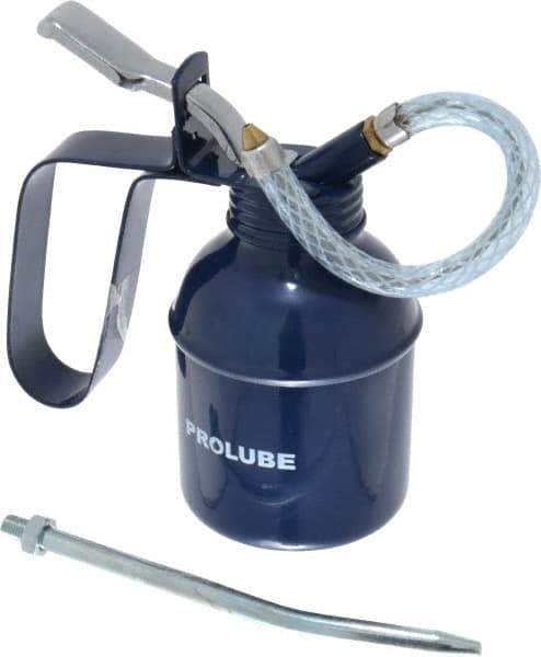 PRO-LUBE - 200 mL Capcity, 6" Long Flexible Spout, Lever-Type Oiler - Brass Pump, Steel Body, Powder Coated - All Tool & Supply