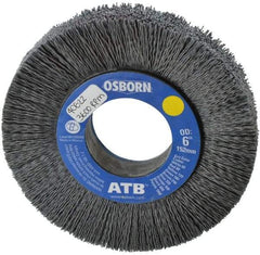 Osborn - 6" OD, 2" Arbor Hole, Crimped Nylon Wheel Brush - 1" Face Width, 1-1/4" Trim Length, 0.028" Filament Diam, 3,600 RPM - All Tool & Supply