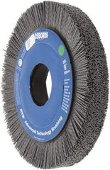 Osborn - 8" OD, 2" Arbor Hole, Crimped Nylon Wheel Brush - 1" Face Width, 1-1/4" Trim Length, 0.035" Filament Diam, 3,600 RPM - All Tool & Supply