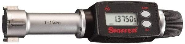 Starrett - 9" to 10", IP65, Carbide Face Electronic Inside Micrometer - 0.00005" Resolution, 0.0003" Accuracy, 4-5/8" Gage Depth - All Tool & Supply