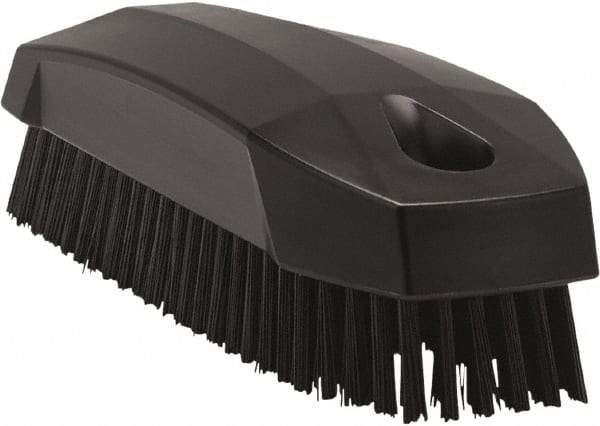 Vikan - 0.7" Bristle Length, Polyester Scrub Brush - 1-1/2" Wide Head, 4-1/2" OAL, Black, Polypropylene Block - All Tool & Supply